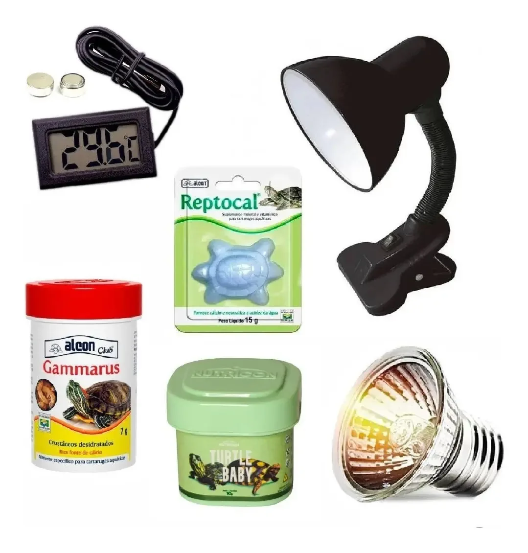 Kit Tartaruga Baby Filhote Lâmpada Uva Uvb 50w Nutric Alcon