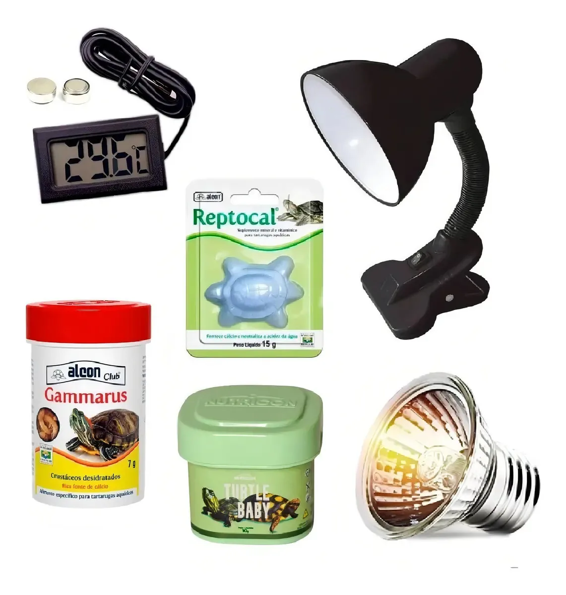 Kit Tartaruga Baby Filhote Lâmpada Uva Uvb 50w Nutric Alcon