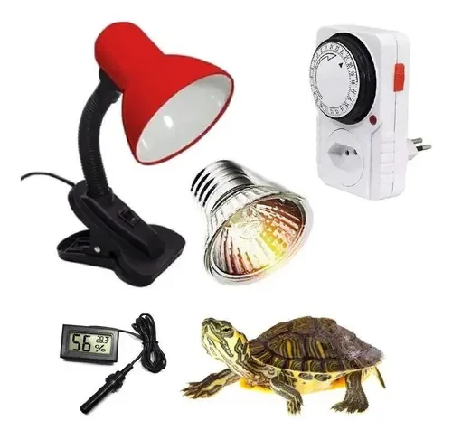 Kit Tartaruga Lâmpada Uva Uvb Luminária Bocal Cerâmica Clip