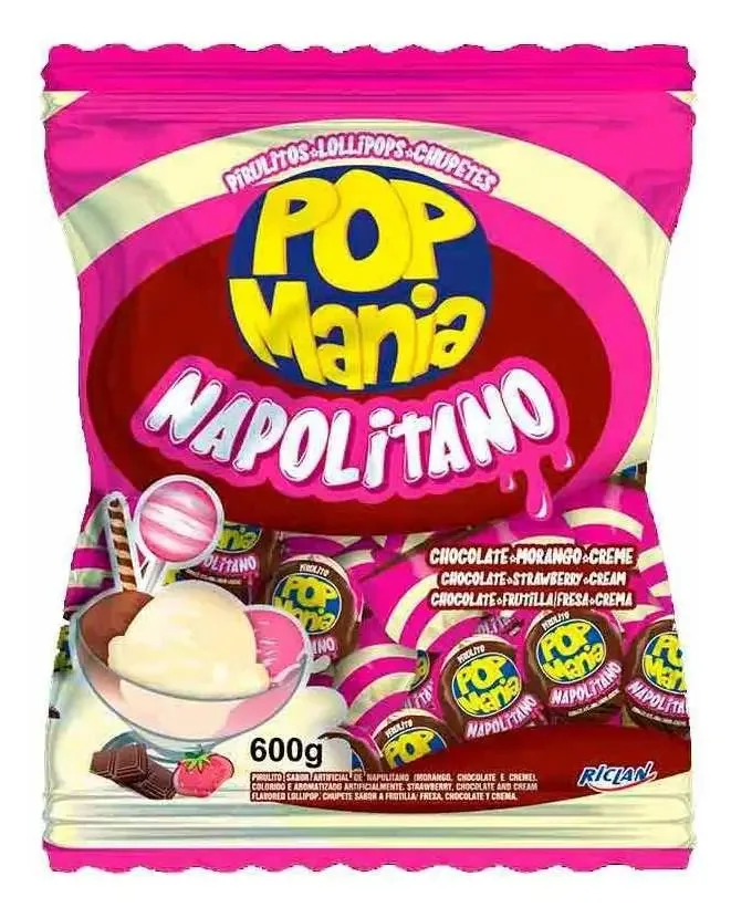 Pirulito Pop Mania Napolitano 1x50unidade