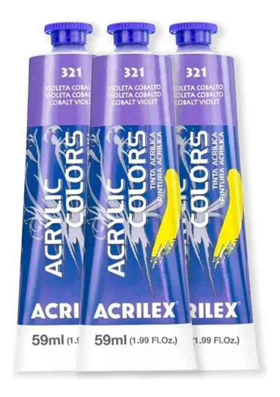 Kit 3 Tintas Bisnaga 59ml Violeta Cobalto 321 Acrilex
