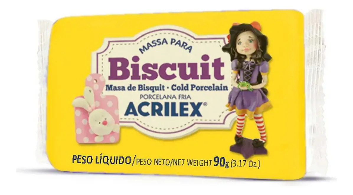 Massa De Porcelana Fria Biscuit 90g Amarelo Ouro