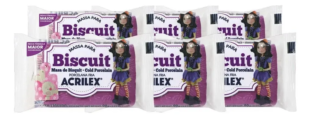 Kit Massa Para Biscuit 90g Com 6un Vinho Acrilex