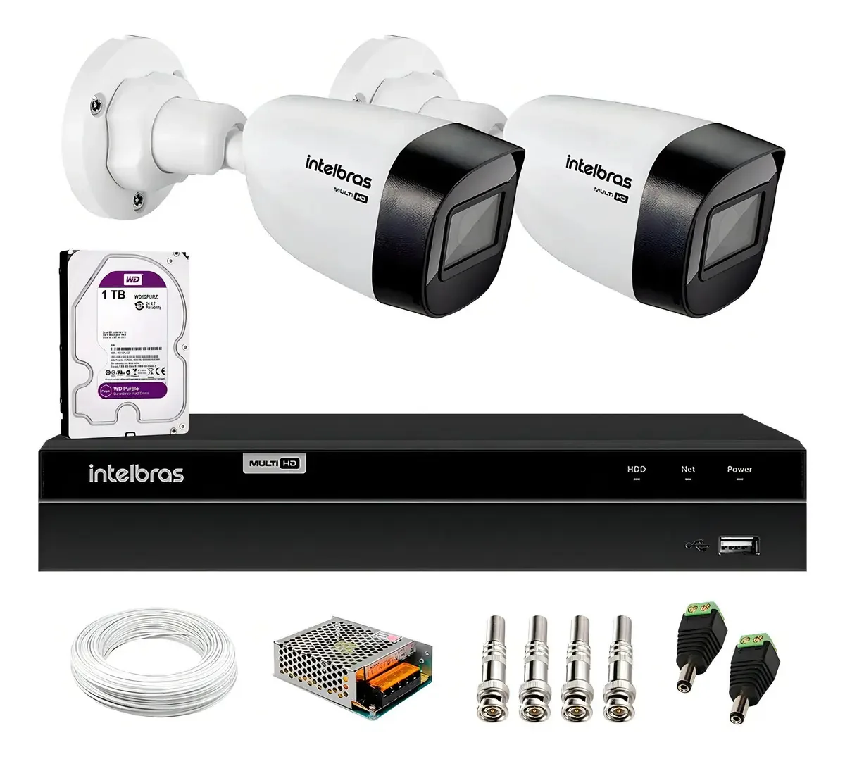 2 Câmeras Intelbras Vhd1130b Infra 30m Dvr 1204 + Hd 1tb Pur
