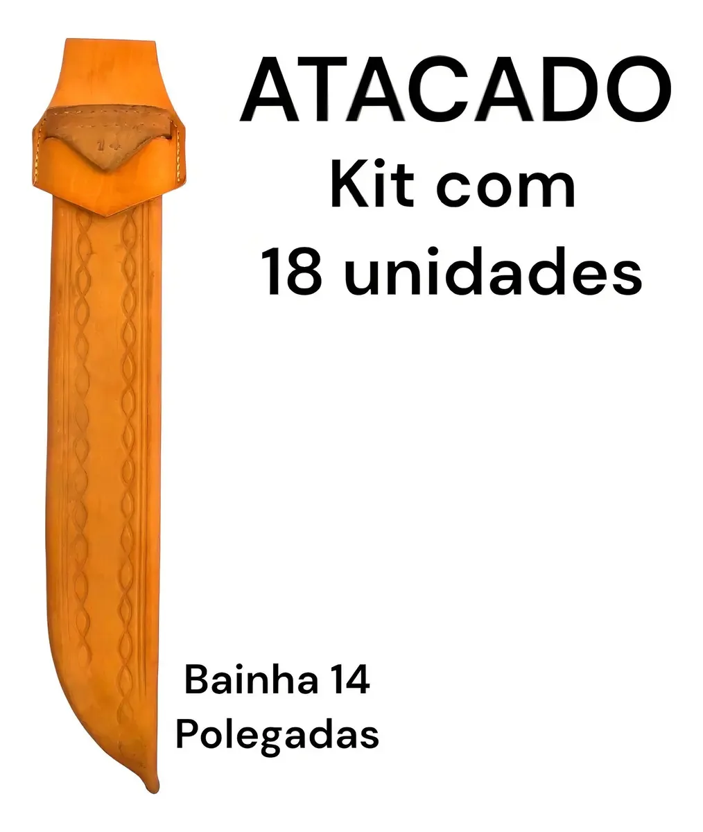 Bainha para Facão de 14" Traia De Minas em Couro Amarelo com Cinto