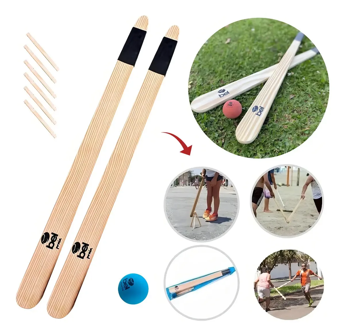 Kit Taco de Bets Bel Sports - 2 Tacos Madeira E Bola Softbol