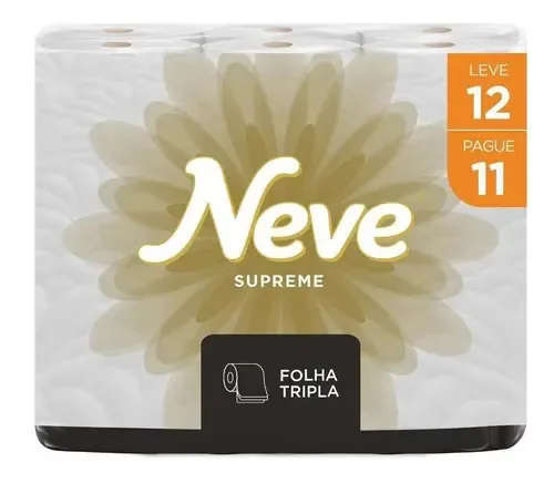 Papel Higiênico Folha Tripla Neve Supreme 12 Rolos