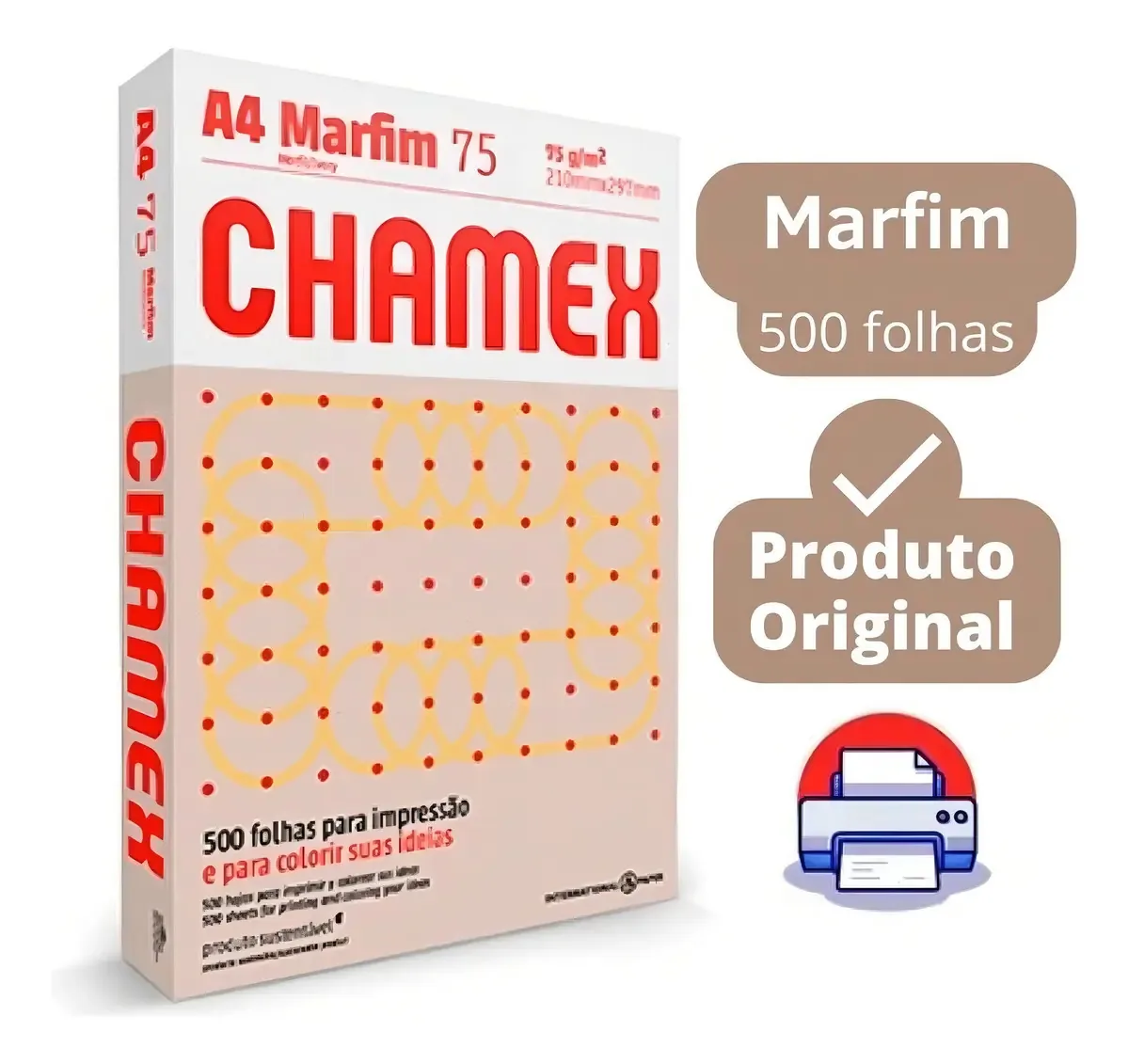 Papel Sulfite Chamex 75g A4 Marfim