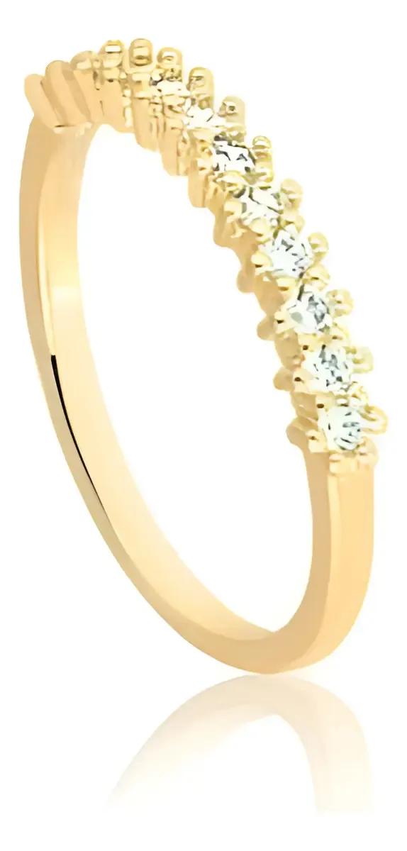 Aparador De Alianças Em Ouro 18k(750) 12 Zirconias Cor Dourado Tamanho 21