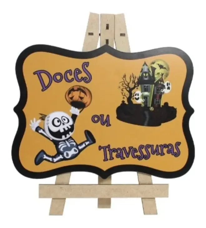 Enfeite De Mesa Lousa Halloween Laranja Doces Ou Travessuras