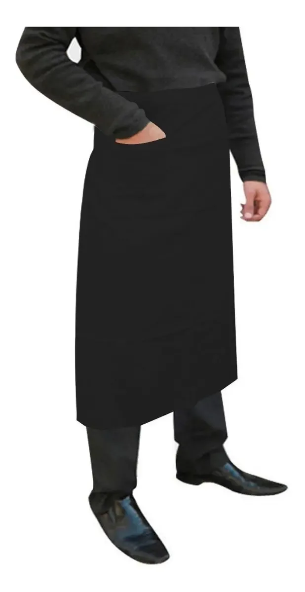 Kit 8 Aventais Brim Cintura C/ 1 Bolso Algodão Atendimento Cor Preto