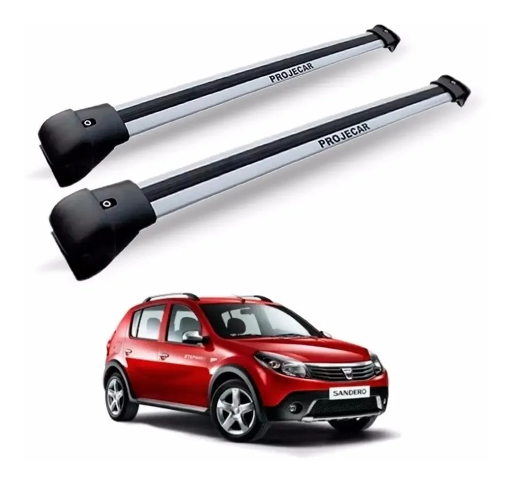 Rack Bagageiro de Teto para Sandero Stepway em Alumínio Prata