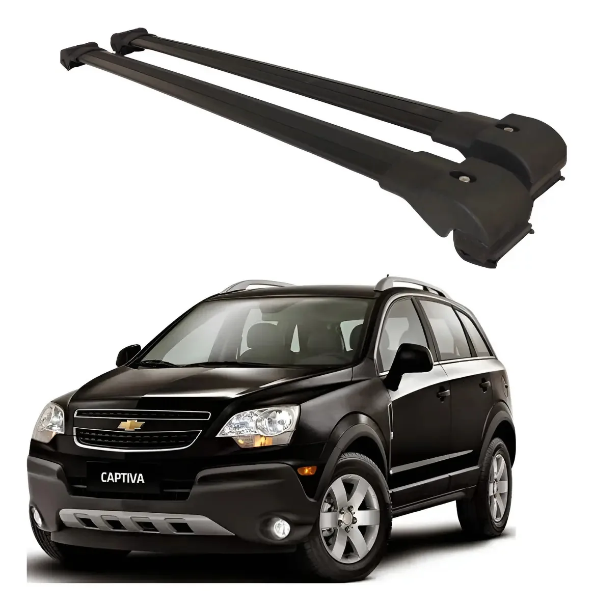 Bagageiro De Teto Travessa Para Chevrolet Captiva 2017 Larga Cor Preto