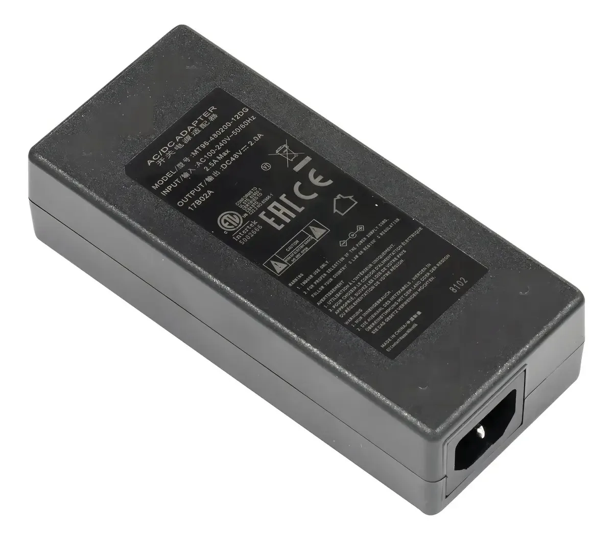 Fonte de Alimentação MikroTik 48V 2A 96W para Router hEX PoE e CRS112