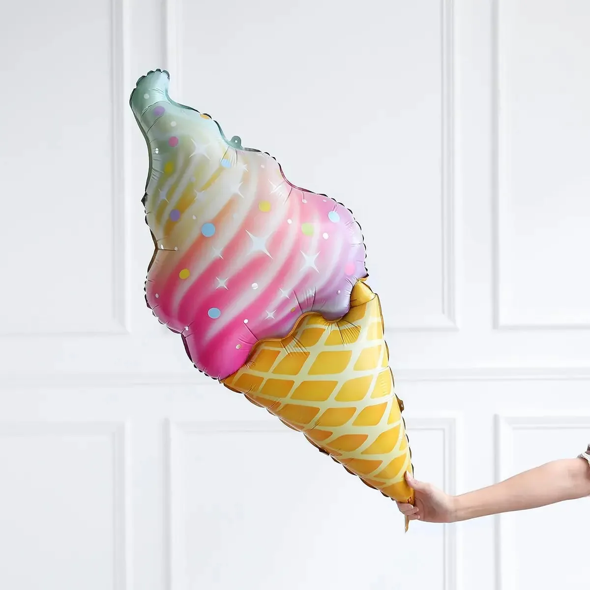 10 Balão Casquinha Sorvete Foil 79cm Decoração Aniversário Colorido Sorvete Grande 79cm