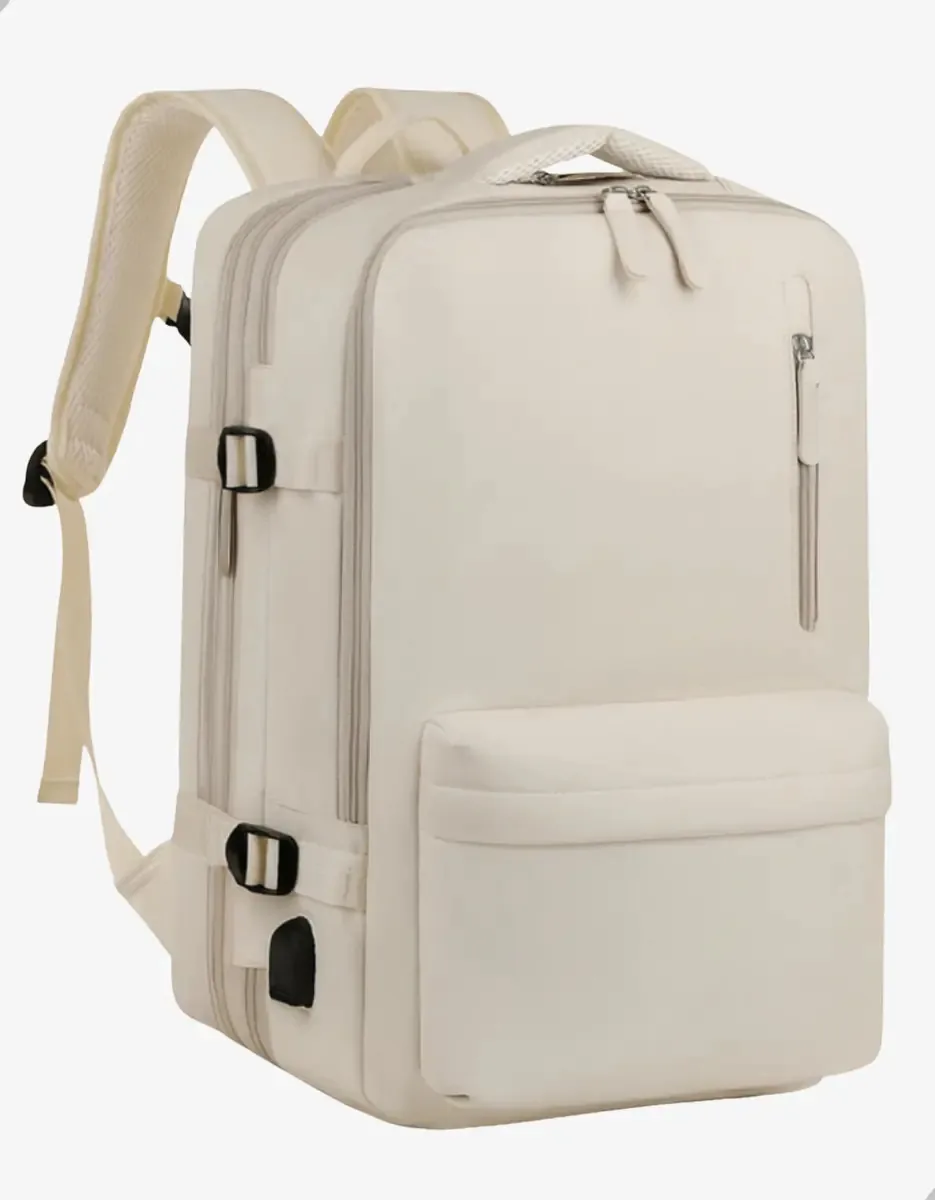 Mochila Notebook Viagem Expansível 40L Grande Feminina Masculina Notebook Cor Bege Desenho Do Tecido Liso Bagear