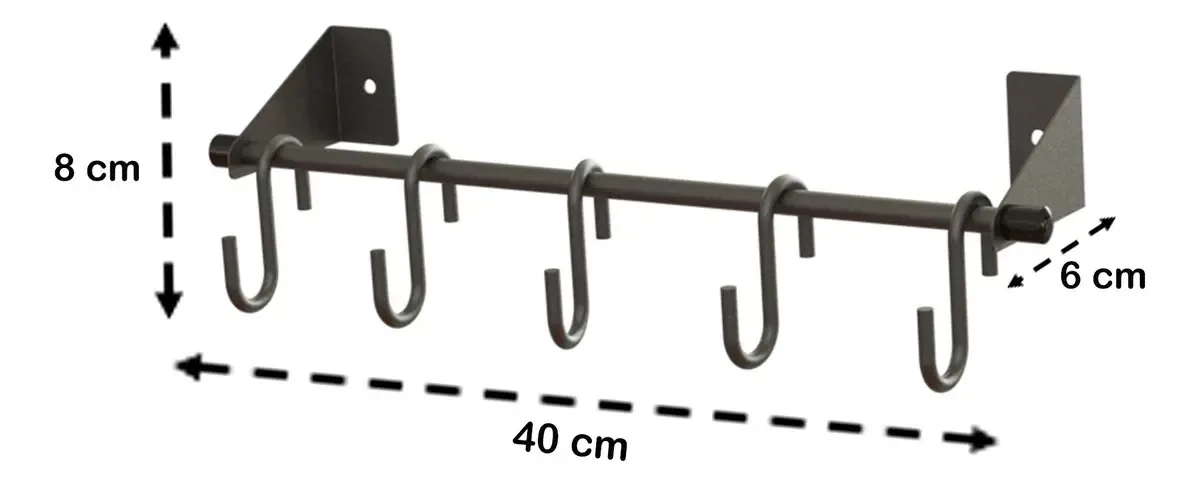 Barra Utensílios 5 Ganchos Cozinha Swing