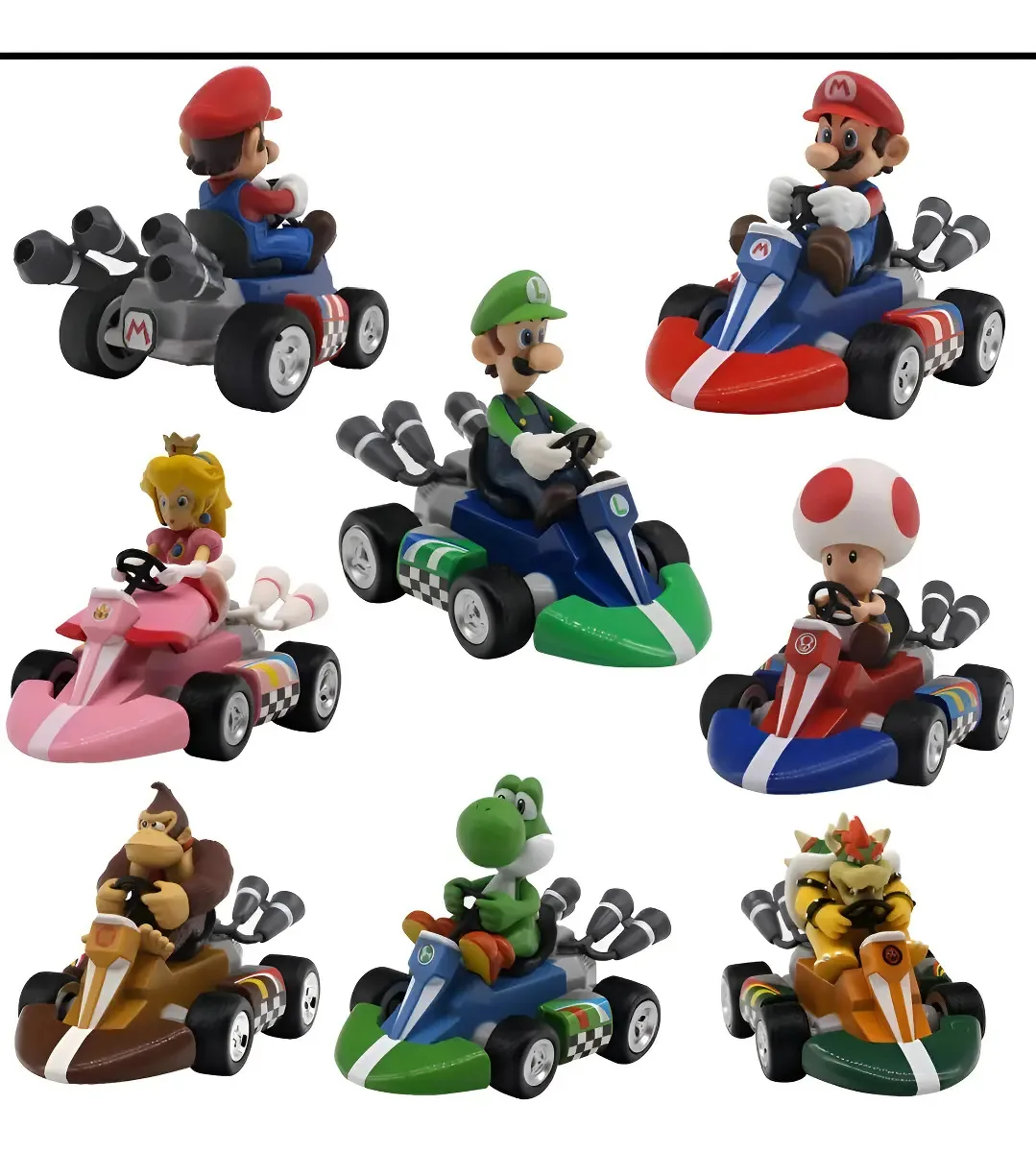 Carrinho de Fricção Mario Kart com Boneco Yoshi - Kit 2 Peças