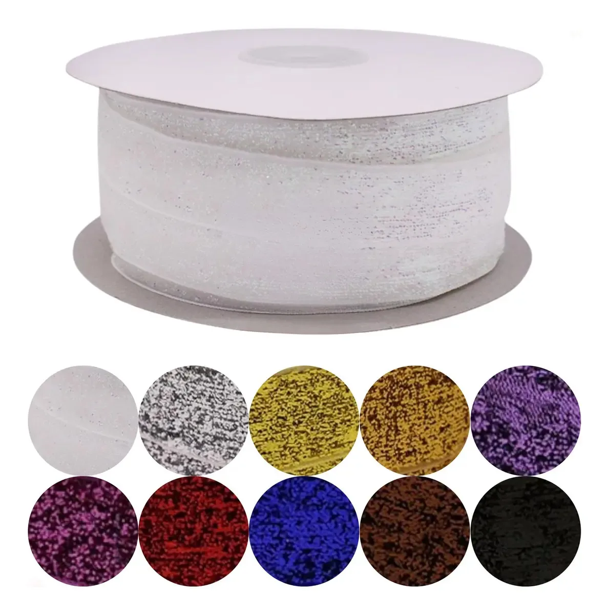 Fita Lurex Com Glitter 20mm Rolo Com 22 Metros - Armarinho Cor 101 - Branco 101
