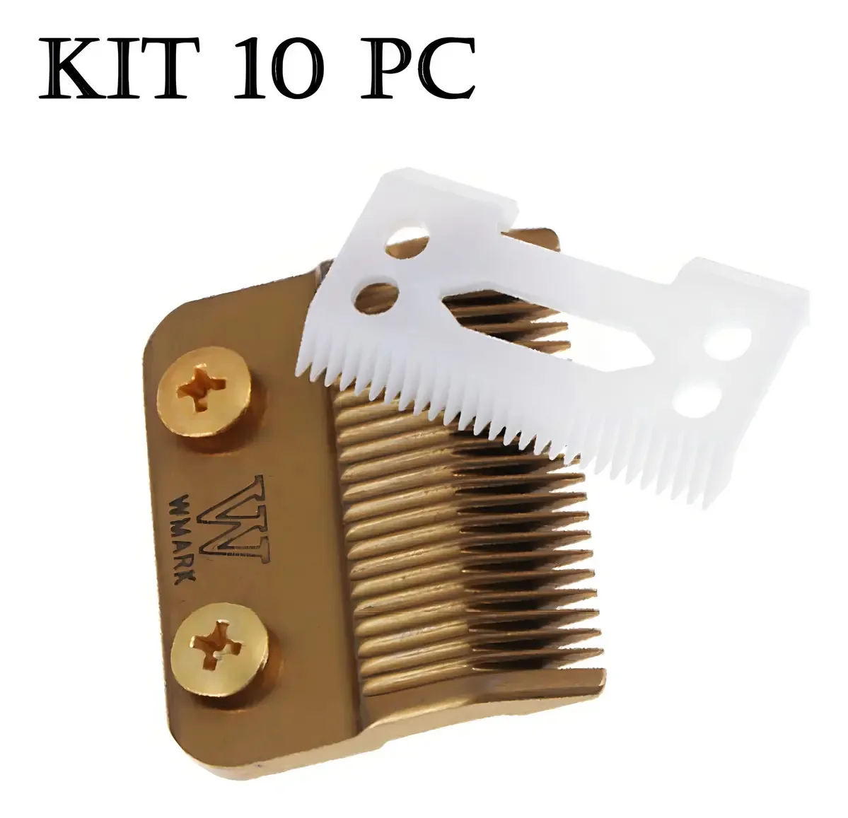 Kit 10 Lâminas Taper Dourada Cerâmica Wmark W4 Branco