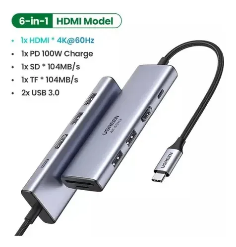 Adaptador Usb C Para Usb 3.0 Hub 6 Portas M2 M1