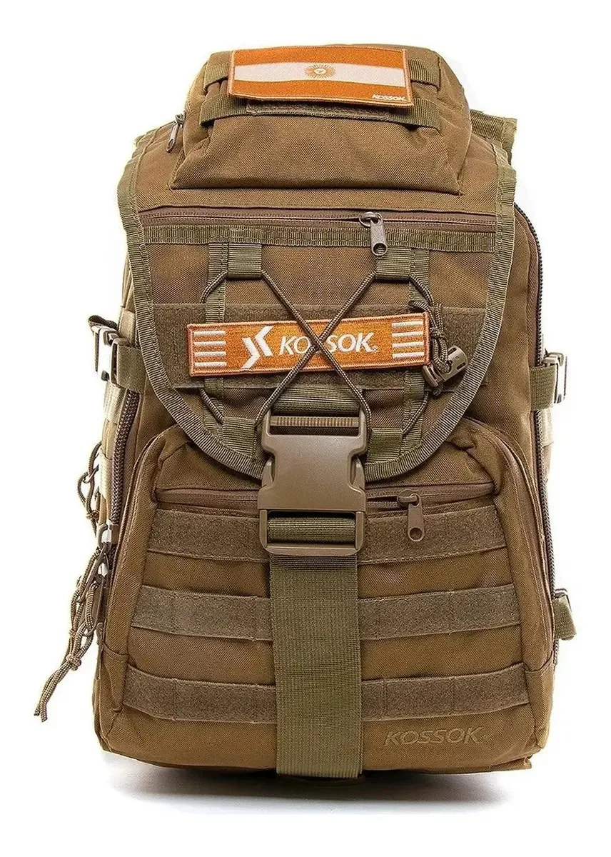 Mochila de viagem de acampamento Kossok Tactica, trekking, cor marrom