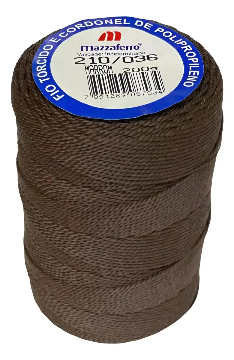 Fio Torcido Cordonel Mazzaferro 210/36 Marrom para Rede, Remendo e Costura