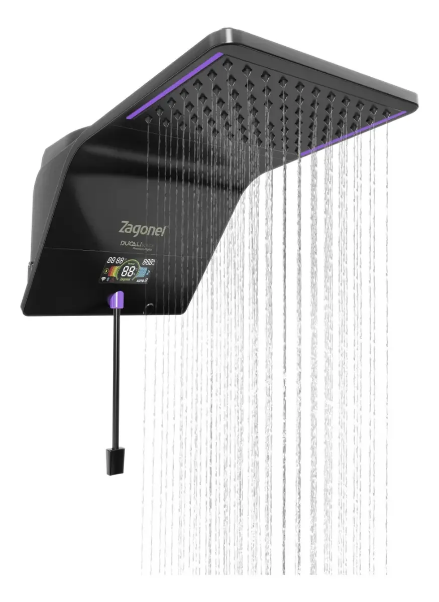 Chuveiro Eletrico Ducha Smart Black Sistema Wi-fi, Bluetooth Cor Preto