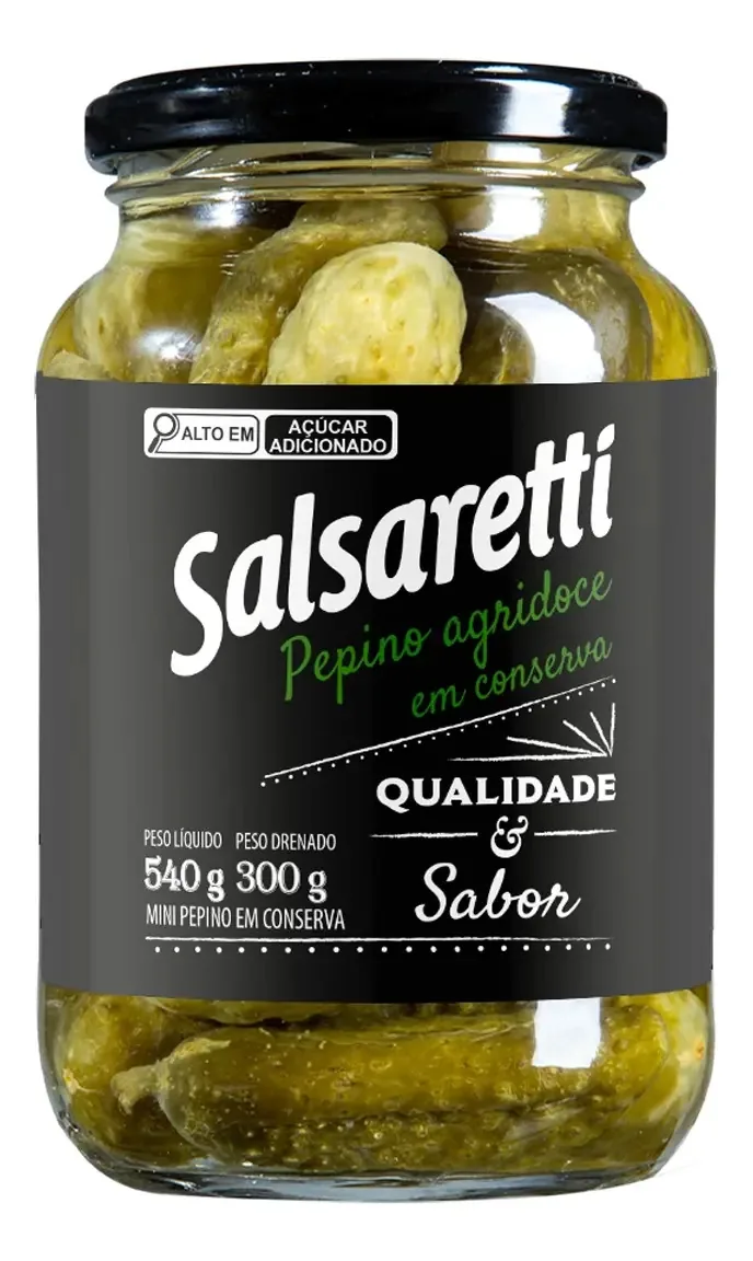 Minipepino Em Conserva Agridoce Salsaretti Vidro 300g