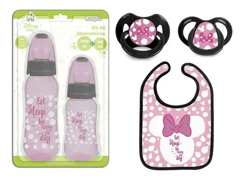 Kit Mamadeira Babador E Chupetas Disney Minnie Livre De Bpa