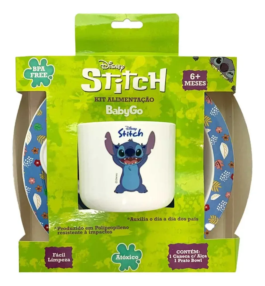 Kit Hora Da Papinha Bebe Infantil Unisses Stitch
