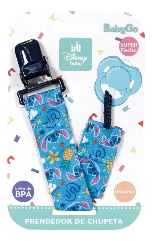 Prendedor De Chupeta Stitch Super Fecho Babygo