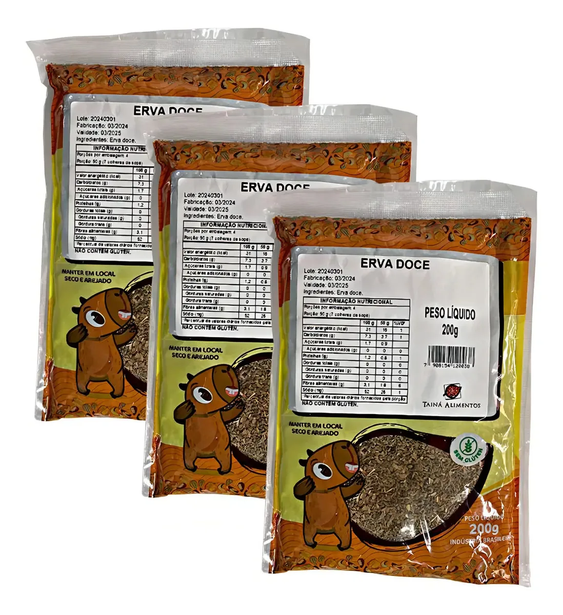 Kit 3x: Erva Doce Tainá Alimentos 200g