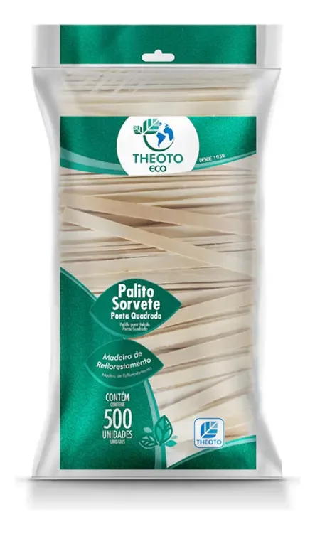 Palito De Sorvete Ponta Quadrada Theoto 500un
