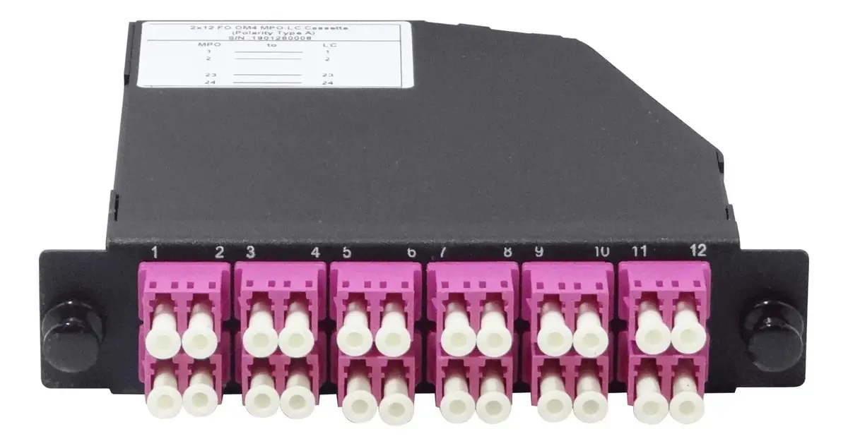 Cassete Om4 24-LC de 2 mpo/m para pré-conexão de fibra 1/U-3P 130 mm