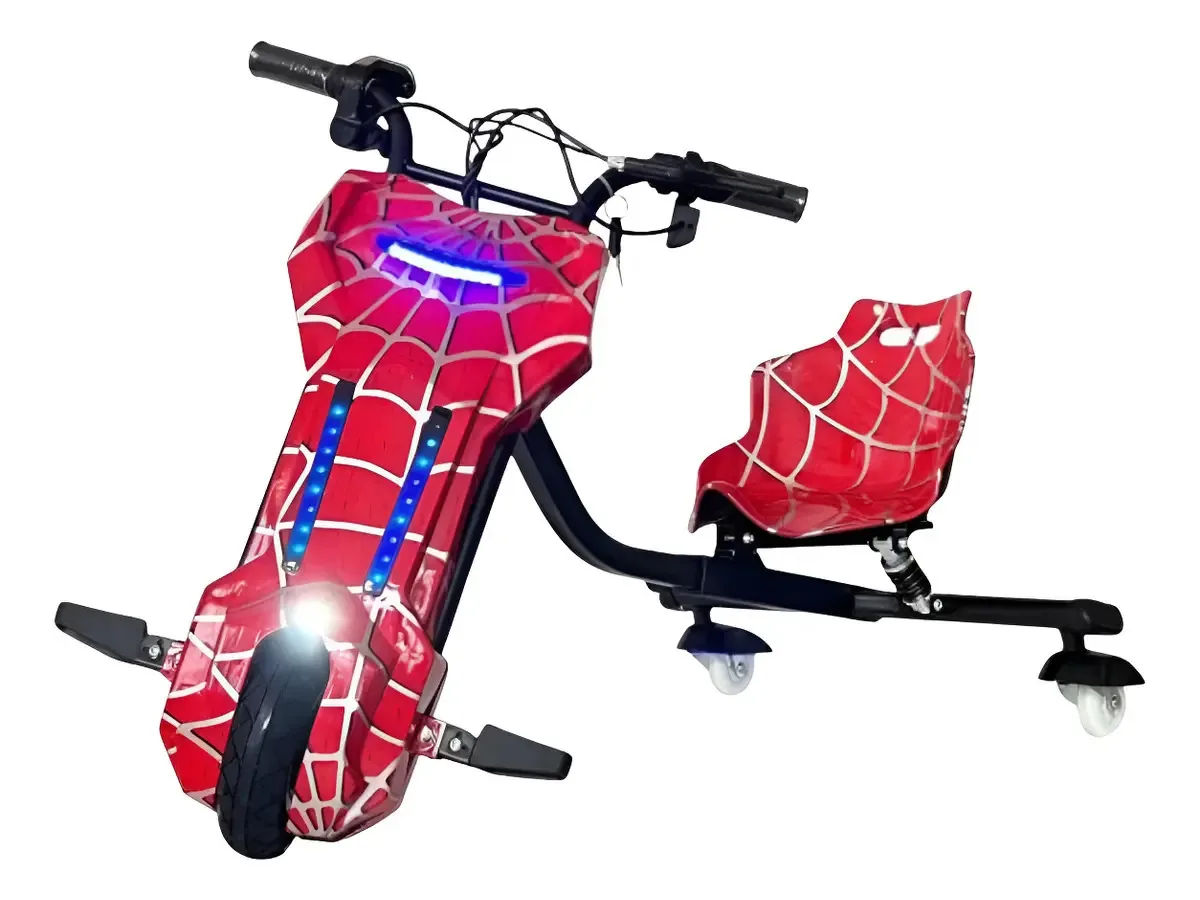 Triciclo Drift Elétrico Infantil 3 V Kit De Proteção E Led Cor Aranha