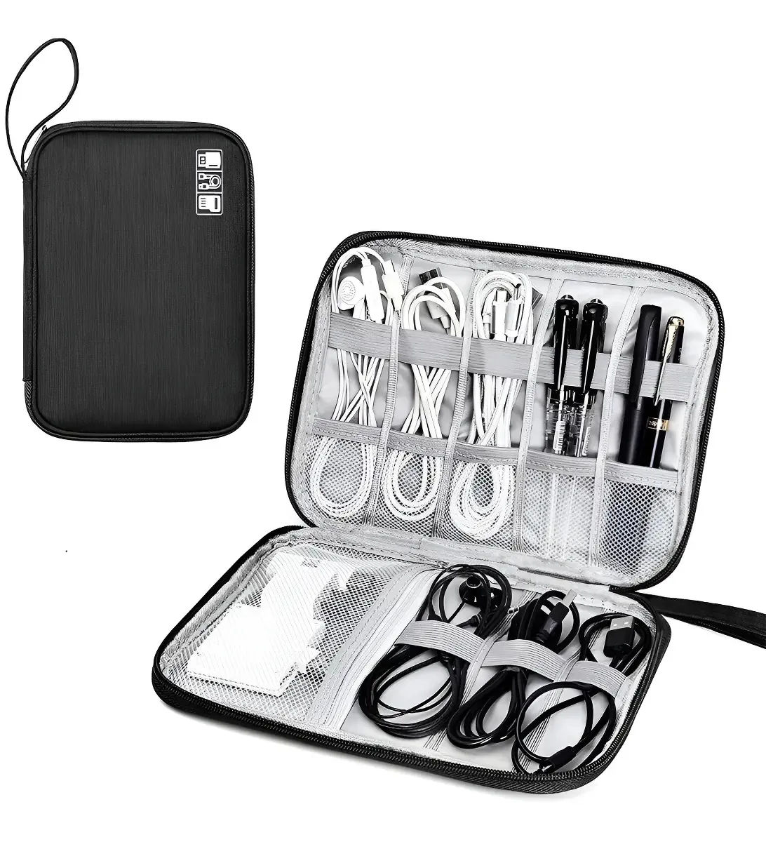 Organizador Cartão Carregador Card Power Bank Pendrive Cabos Cor Violeta