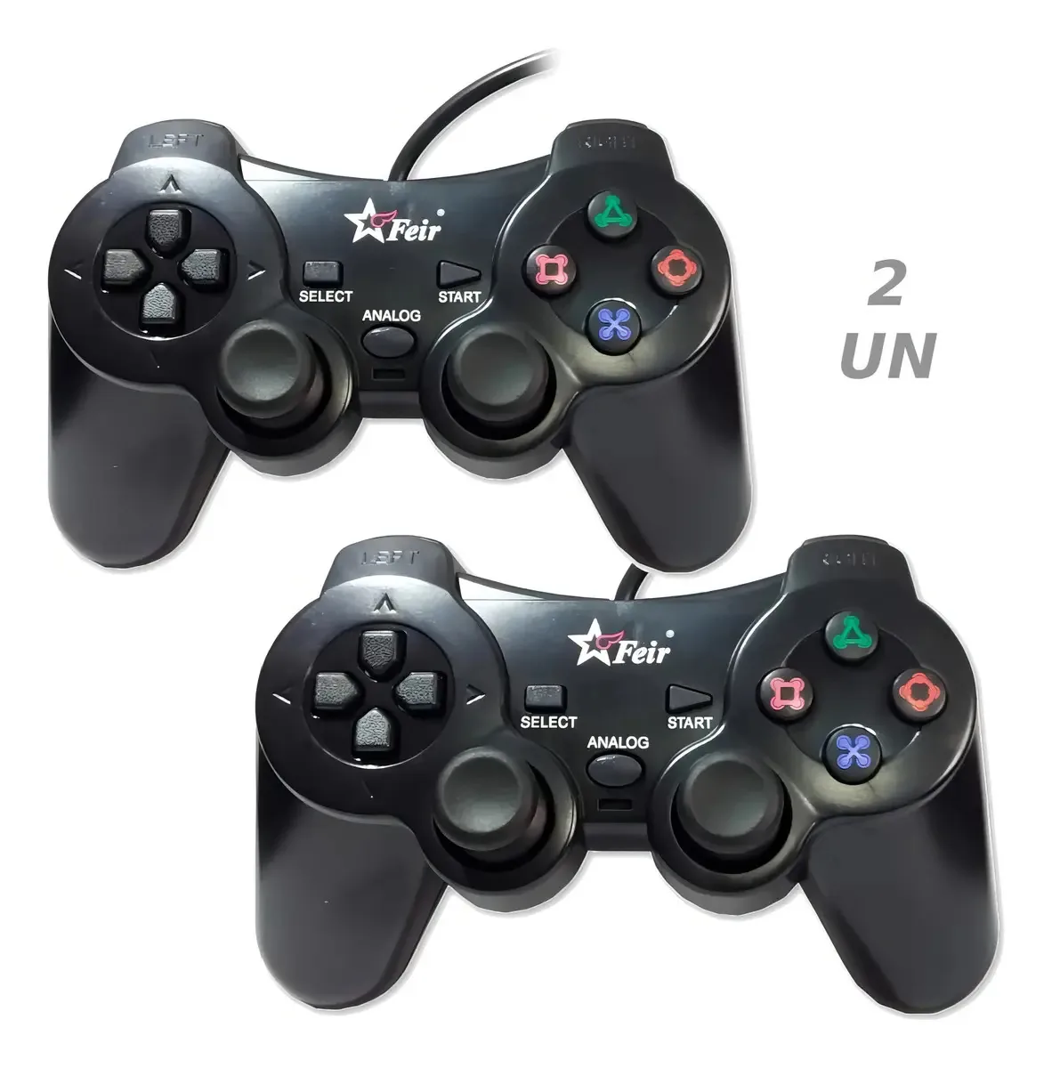 2 Controles USB Feir Preto para PC e Jogos Retro