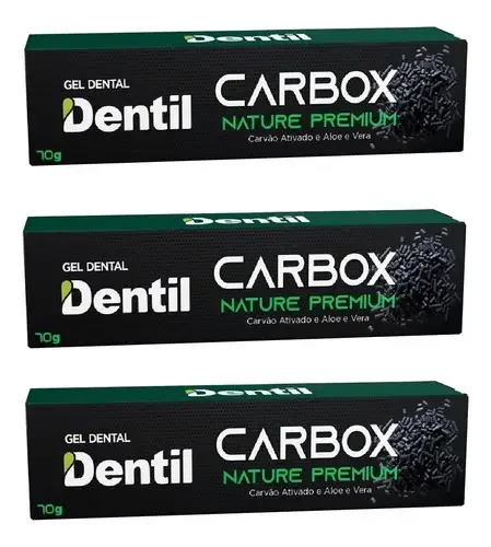 Kit 3 Creme Dental Dentil Carbox Nature Premium Carvao 70g