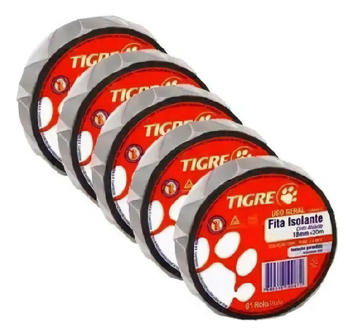 Kit 5 Fitas Isolantes Tigre Preta, para Uso Geral e Instalações Elétricas