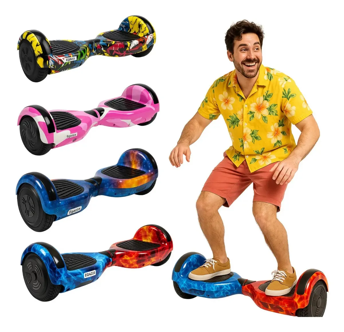 Hoverboard Skate Elétrico Bluetooth Adulto Infantil Cor Gelo E Fogo