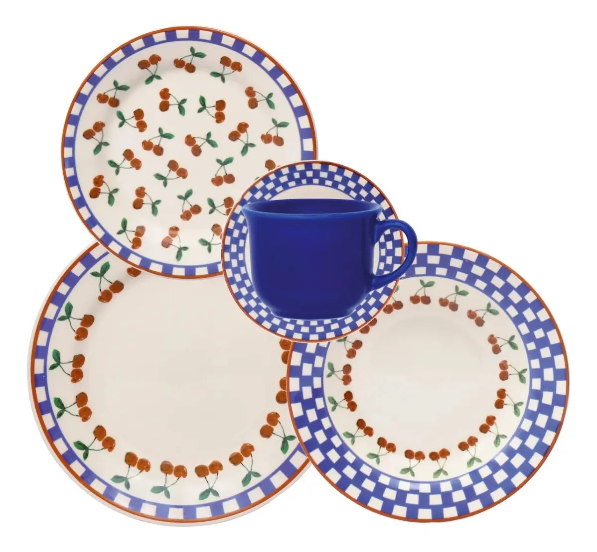 Jogo de Jantar Cerâmica Biona 30 Peças Linha Donna Jardim de Cerejas