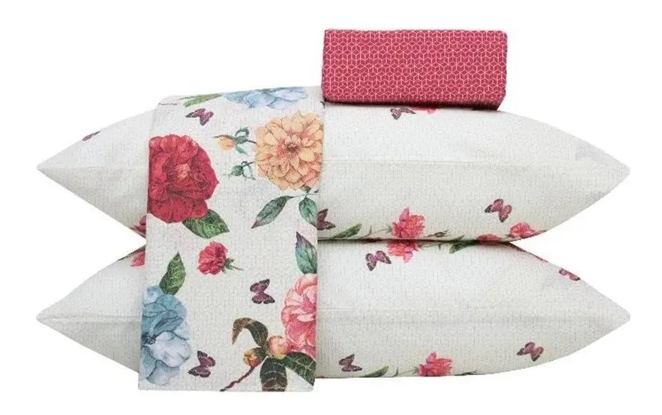 Jogo Roupa De Cama Box Casal Lençol Premium 4 Peças Cor Talita