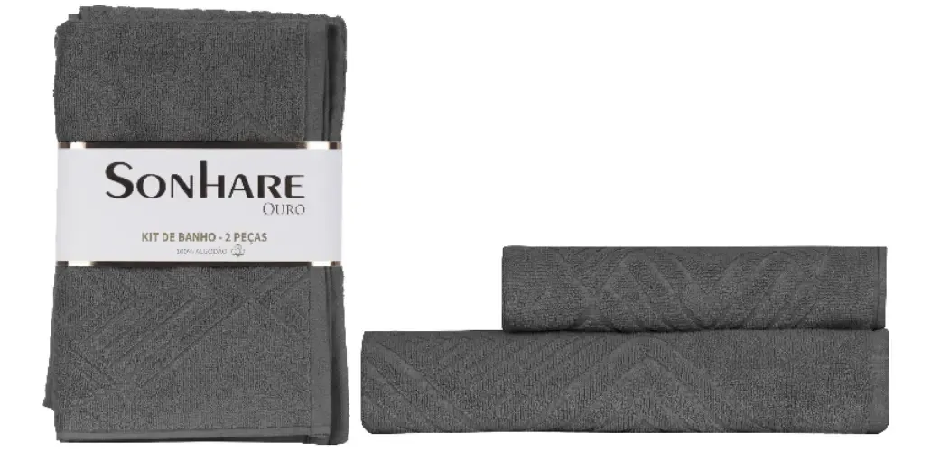 Kit Toalhas Banho e Rosto Sultan Algodão Premium Cinza 2