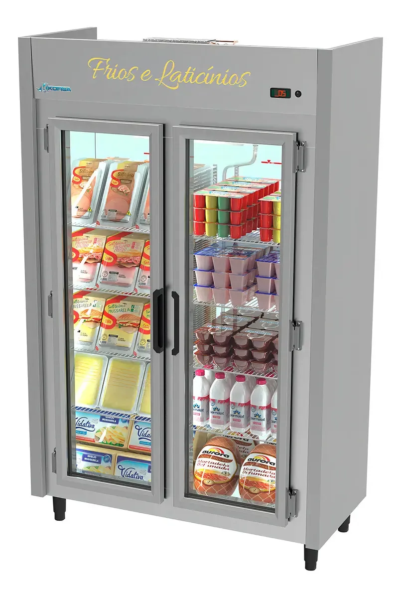 Expositor Auto Serviço Cinza 2 Portas Frios Latícinios Cor Inox