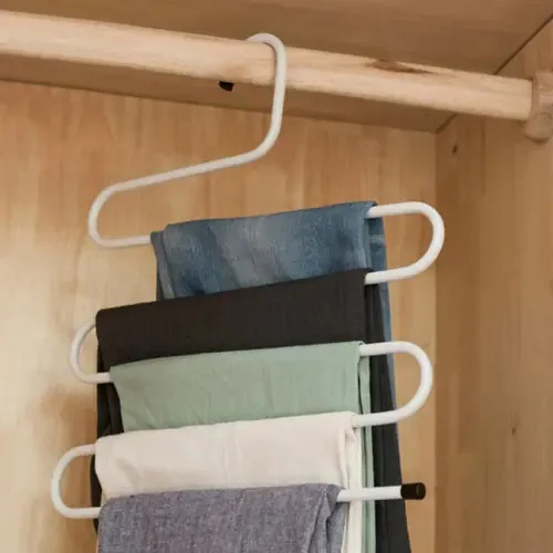 Cabide Para Calça Jeans Social Bermudas Com 5 Divisórias Cor Preto