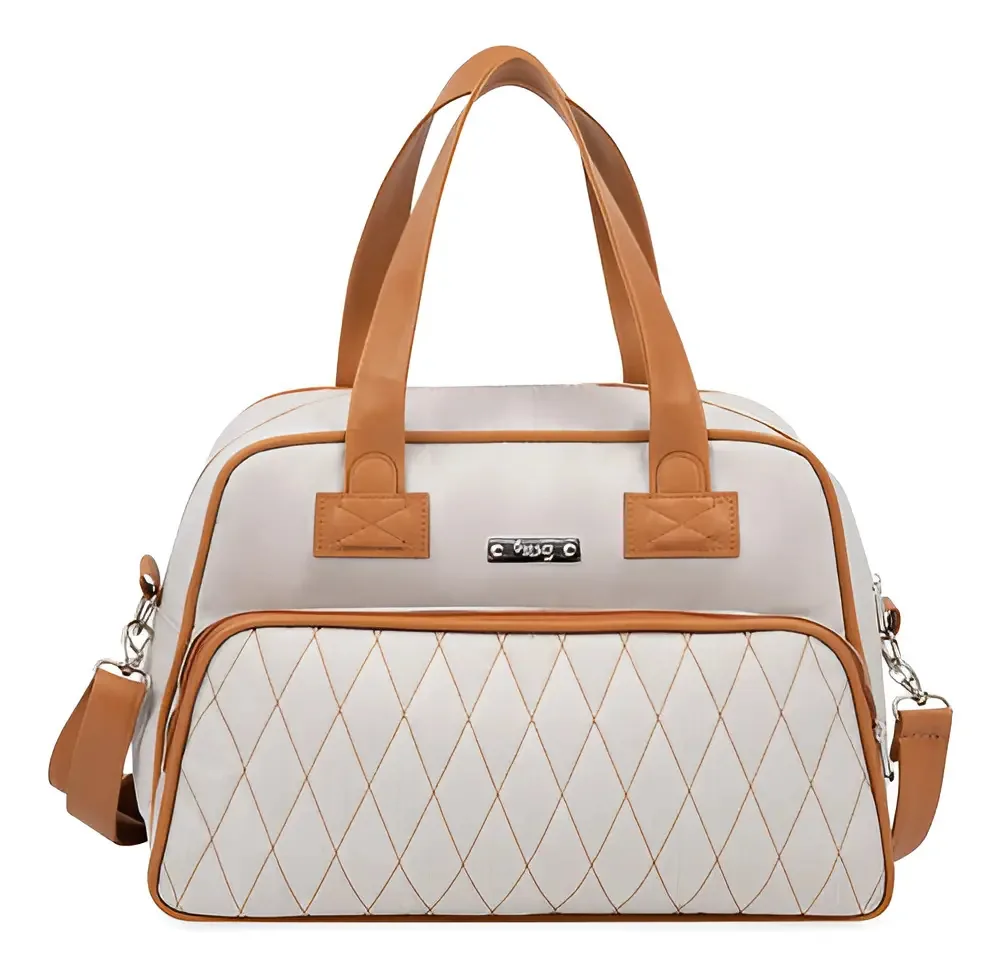 Bolsa De Maternidade Hug Média Linho Caramelo