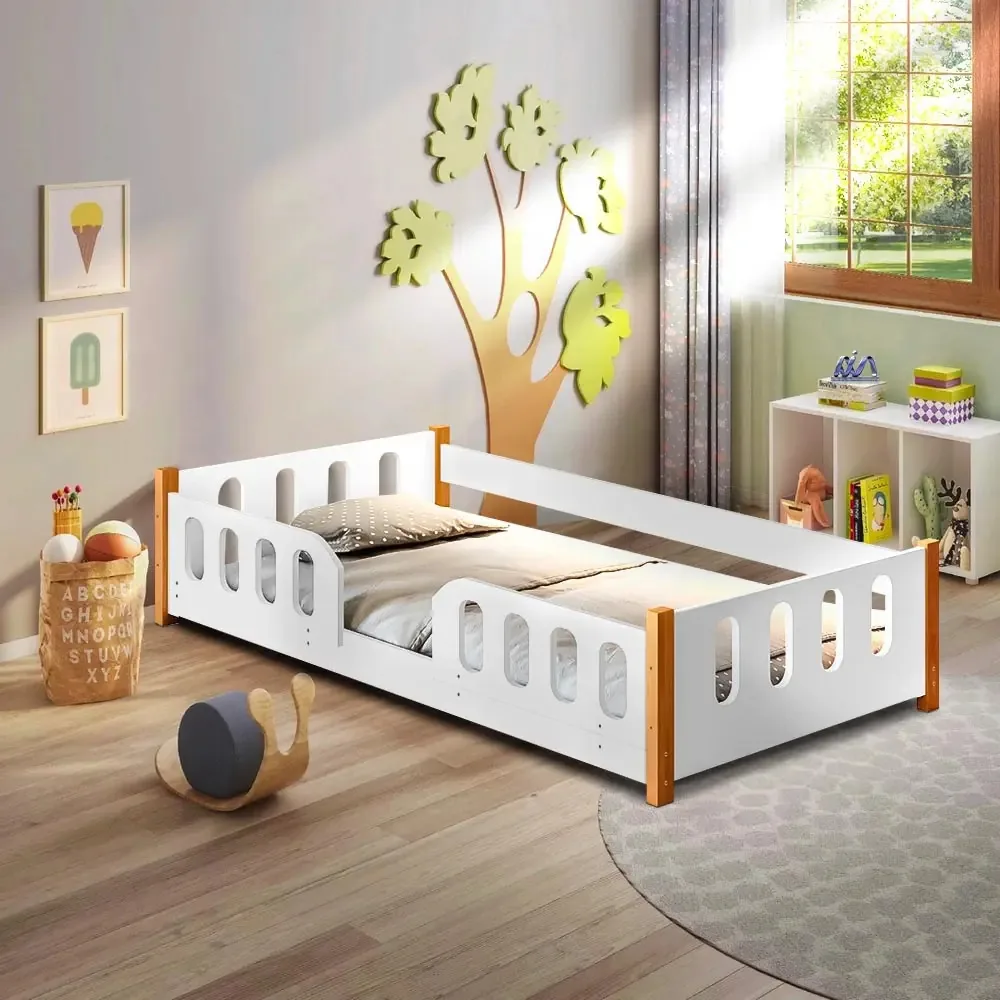 Cama Infantil De Madeira Cercadinho C/ Grade Branca