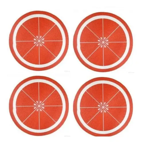 Kit 4 Un Jogo Lugar Americano Redondo Laranja 38cm Fruta desenho de fruta