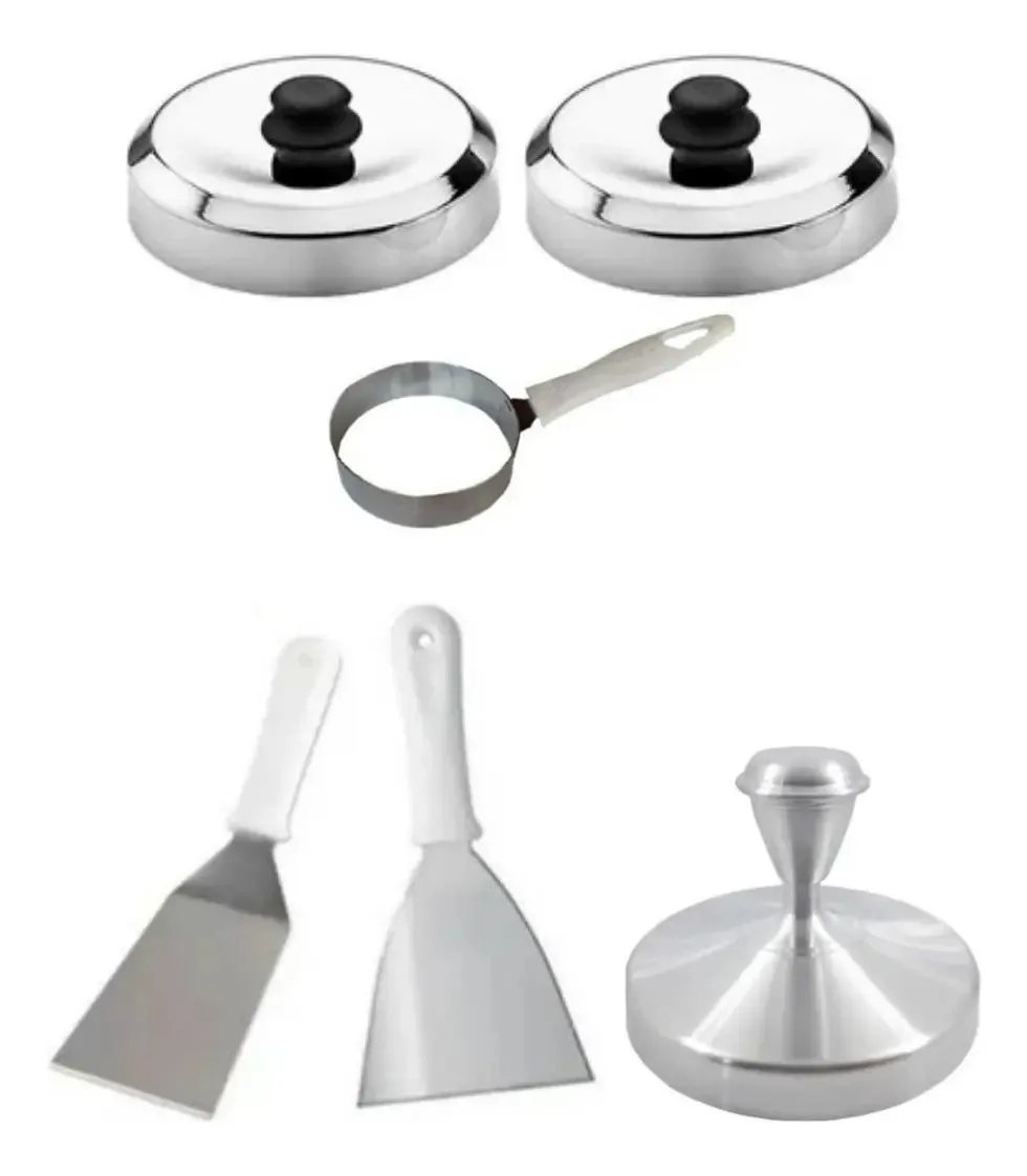 Kit Modelador De Hambúrguer Ovos 2 Abafadores Espatulas